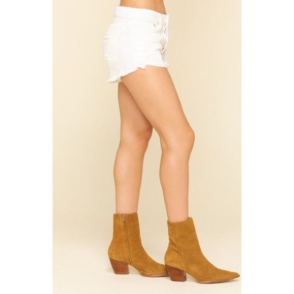 Free People Loving Good Vibrations Distressed Cutoff Denim Shorts Ivory Size 26 - Picture 3 of 6